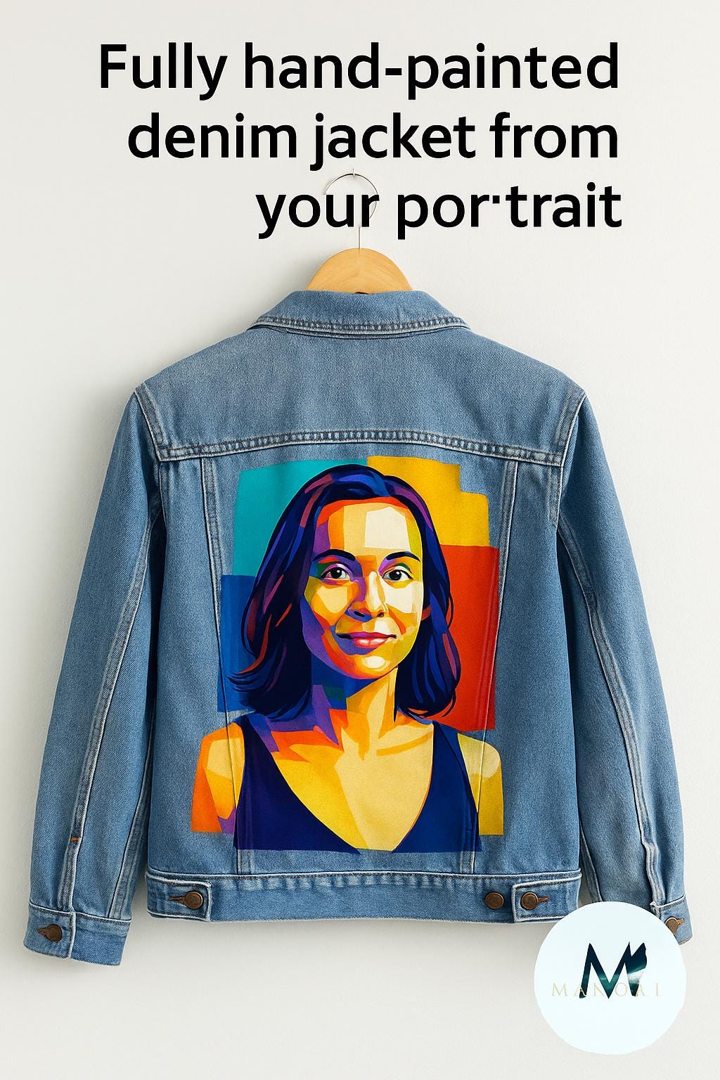 Unique Birthday, Festival, Concert Gift | Custom Hand-Painted Portrait Denim Jacket | Personalized Pop Art Jacket