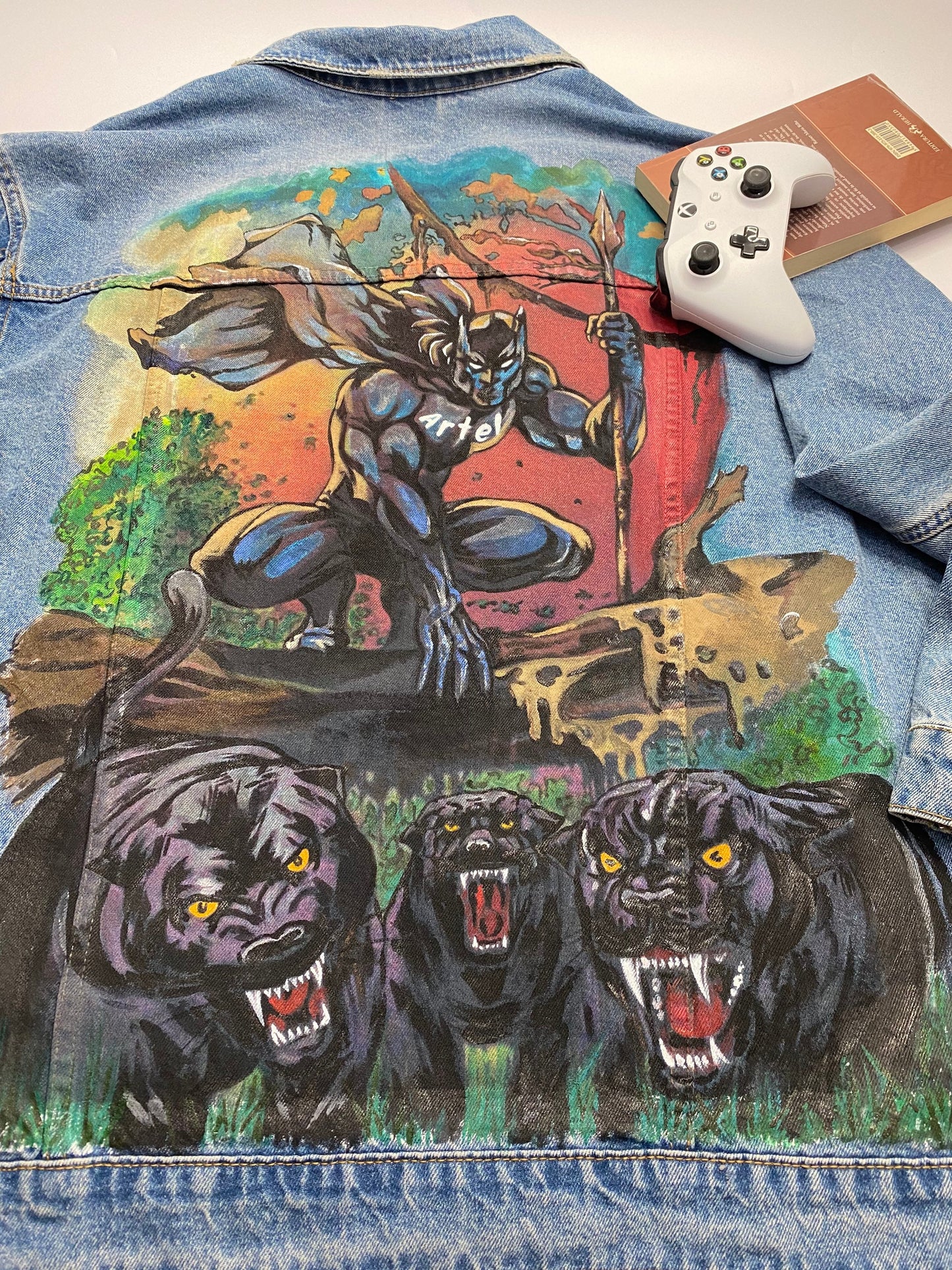 Men Hand Painted Denim Jackets Custom Designed Denim Jacket Acrylic Denim Jacket Handmade Denim Jacket with pop-art Gift for Him
