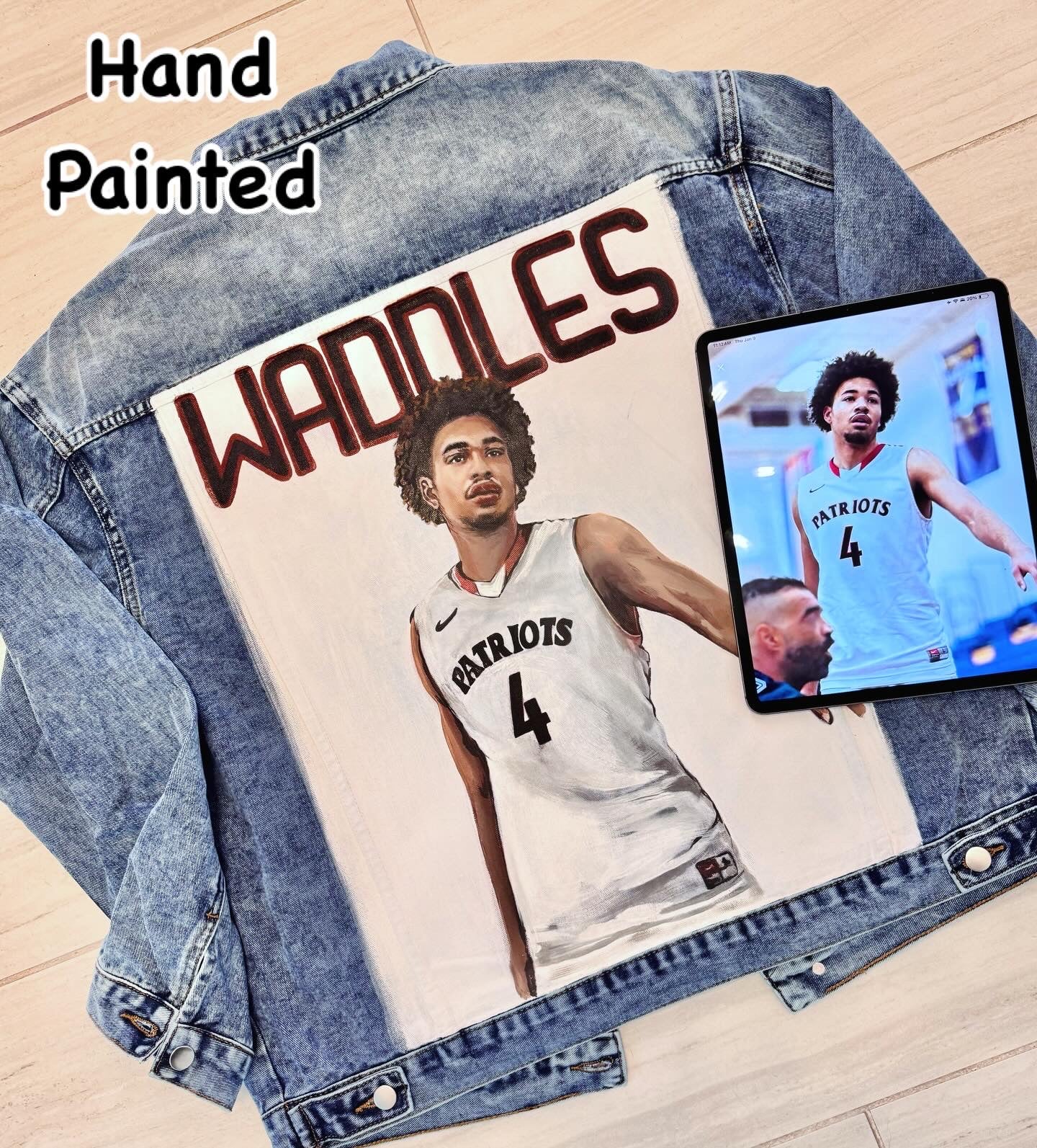 Custom Portrait Painted on Denim Jacket