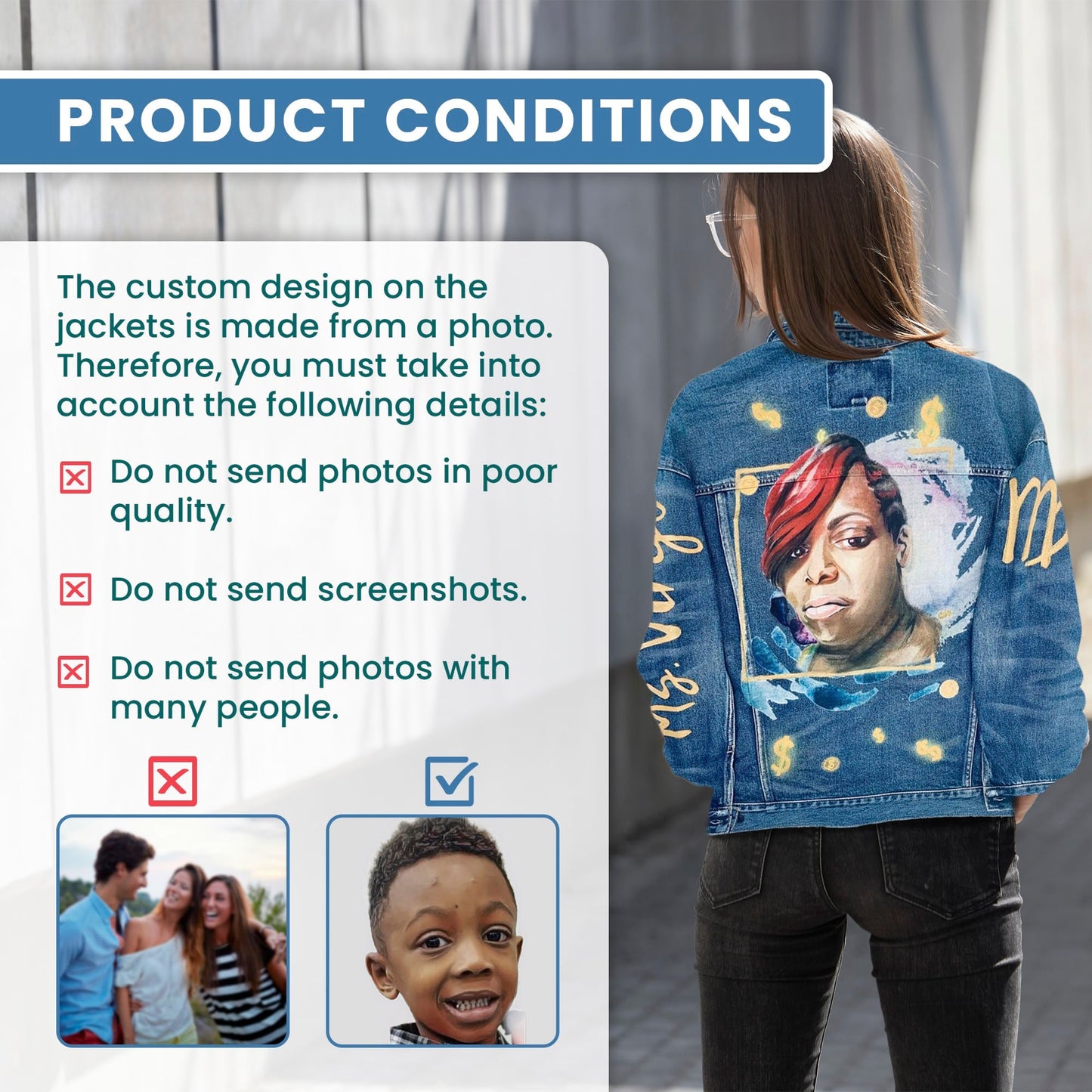 Custom Portrait Painted on Denim Jacket