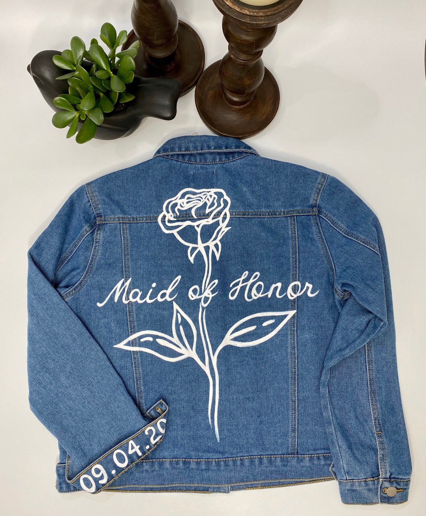Maid of honor denim jacket Personalized Custom wedding jacket Bride Jean Jacket Bride to be Gift Bridal Shower