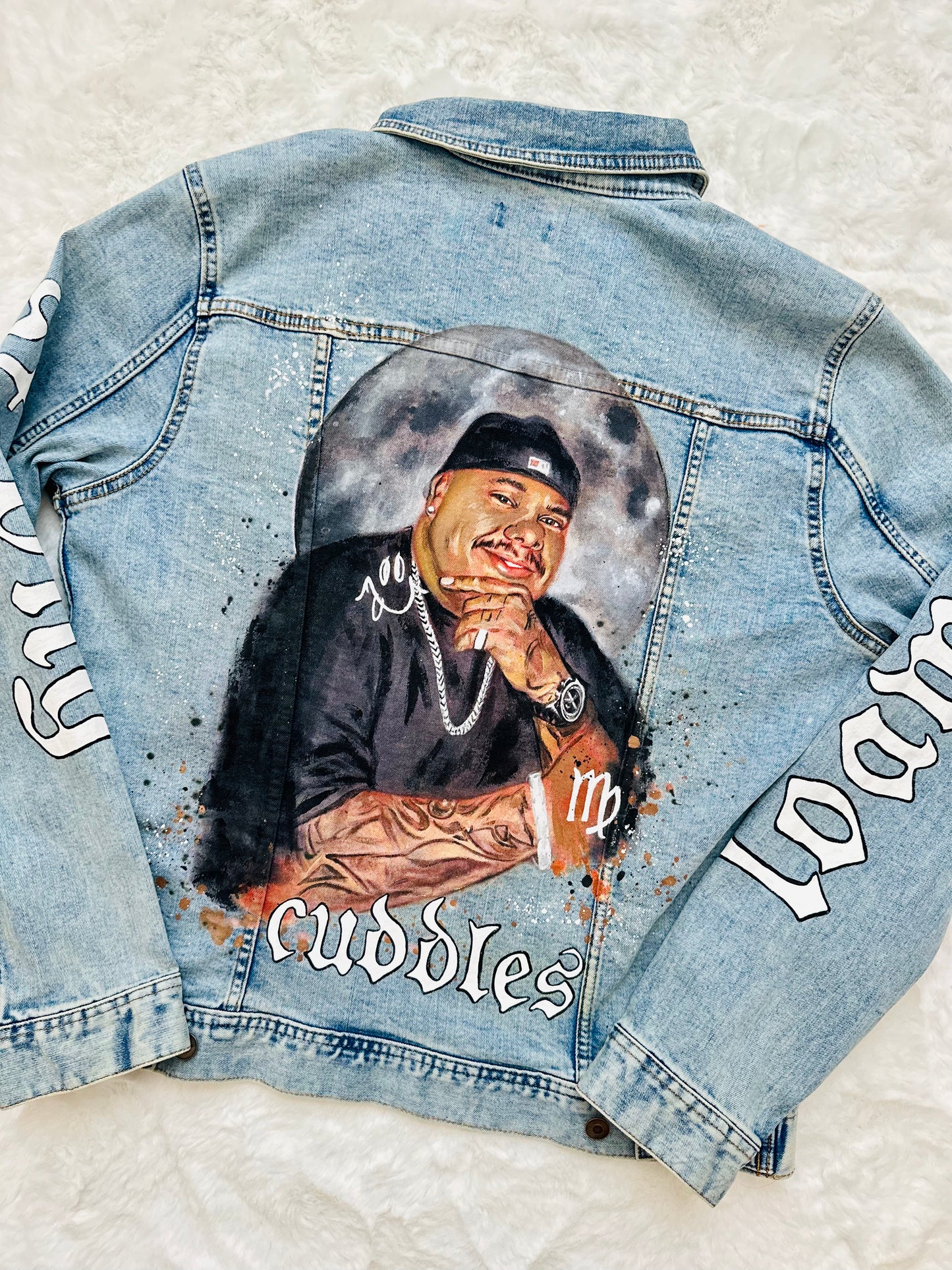 Custom Portrait Painted on Denim Jacket