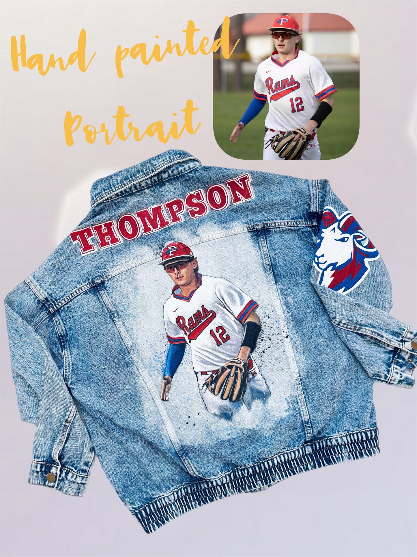 Custom Portrait Painted on Denim Jacket
