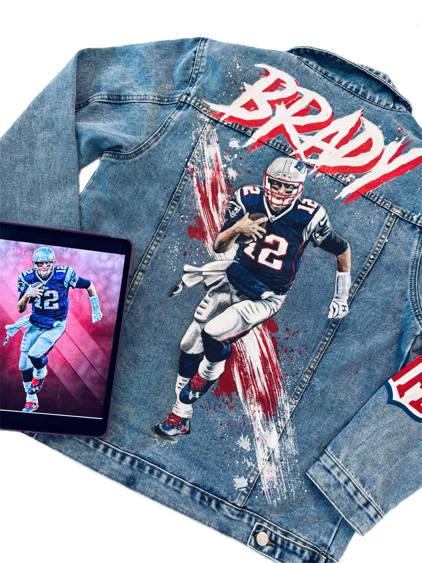 Custom Portrait Painted on Denim Jacket