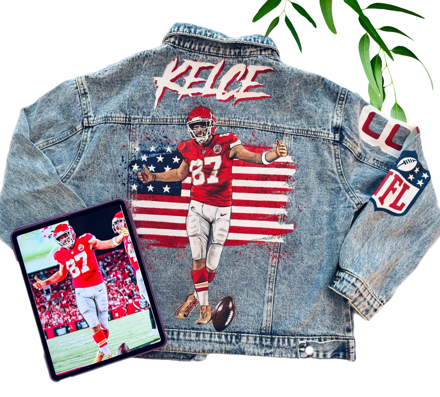Custom Portrait Painted on Denim Jacket