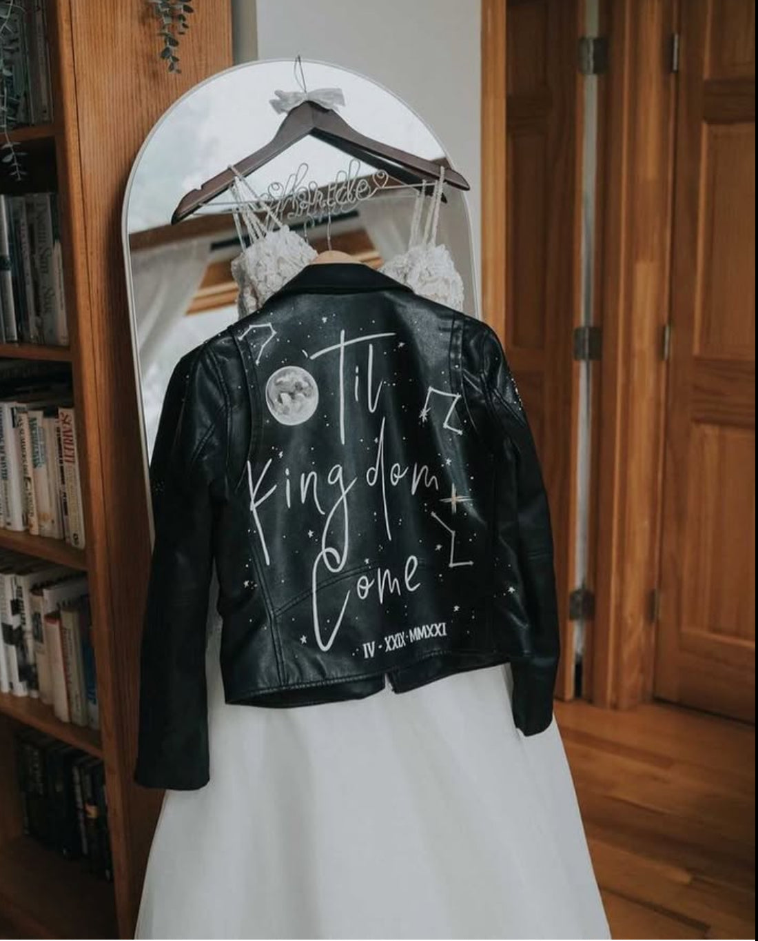 Custom Painted Faux Leather Bridal Jacket