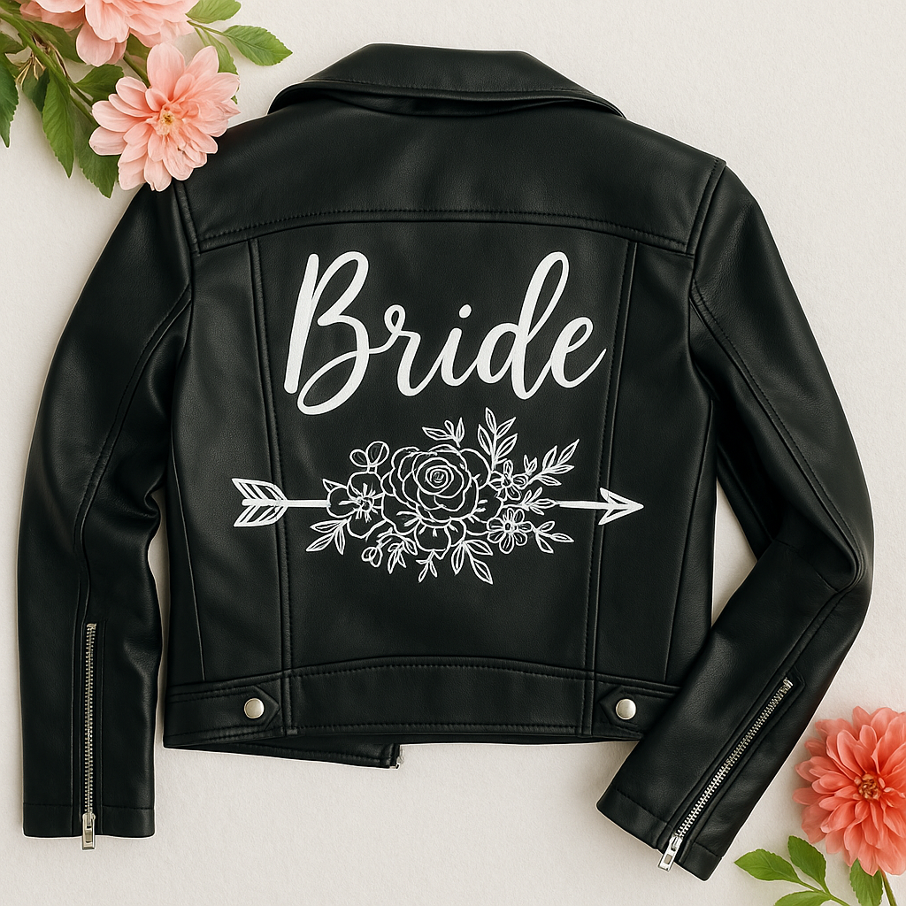 Custom Painted Faux Leather Bridal Jacket
