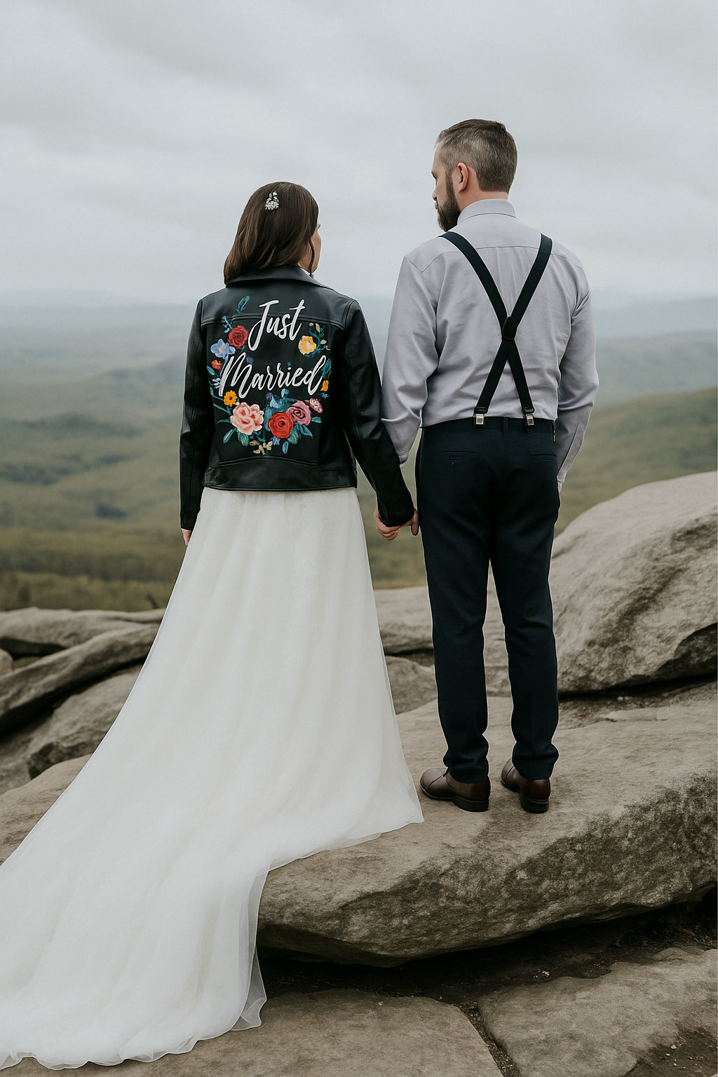 Custom Painted Faux Leather Bridal Jacket