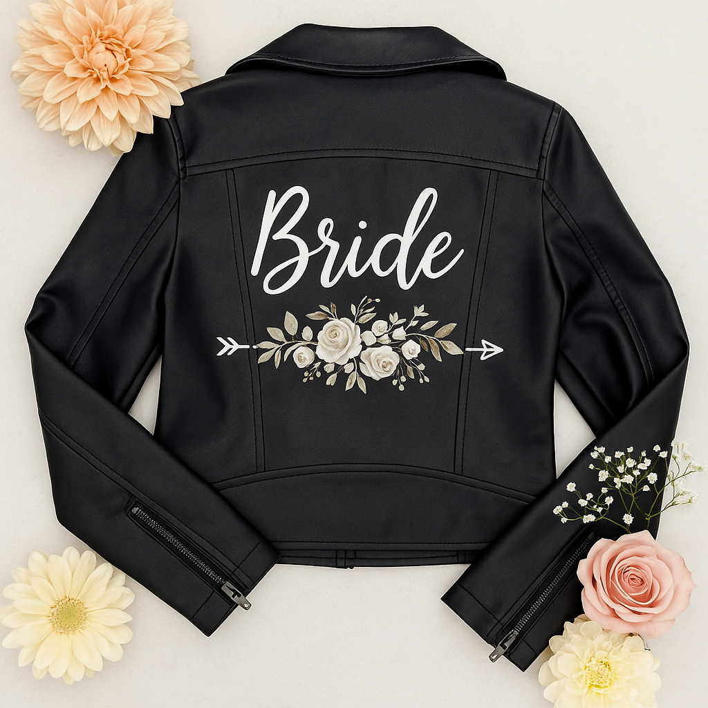 Custom Painted Faux Leather Bridal Jacket