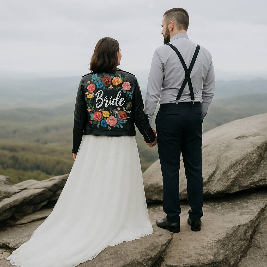 Custom Painted Faux Leather Bridal Jacket
