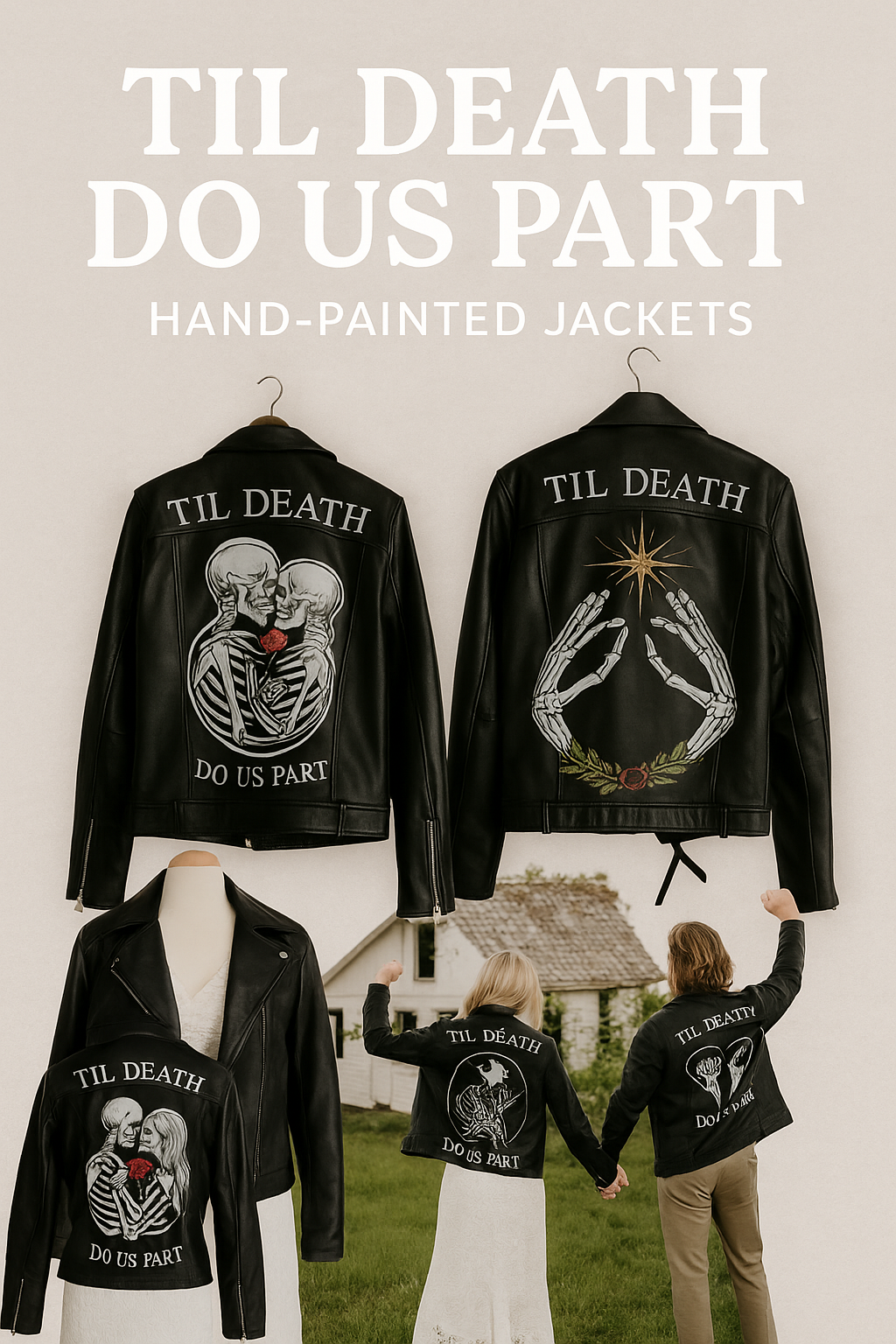 Custom Painted Faux Leather Bridal Jacket