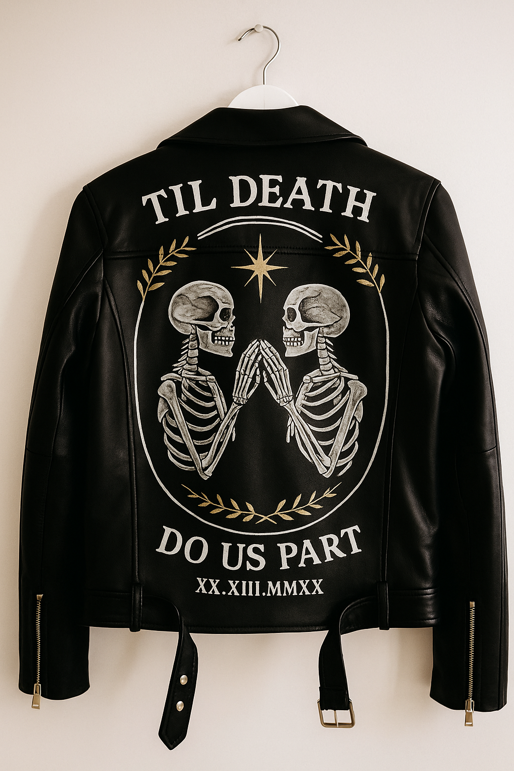 Custom Painted Faux Leather Bridal Jacket
