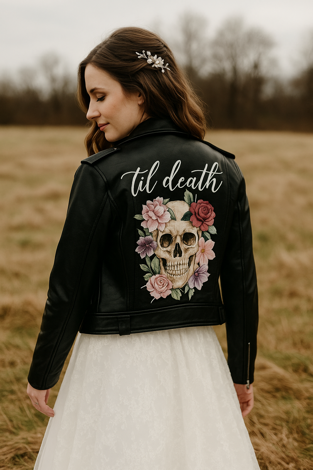 Custom Painted Faux Leather Bridal Jacket