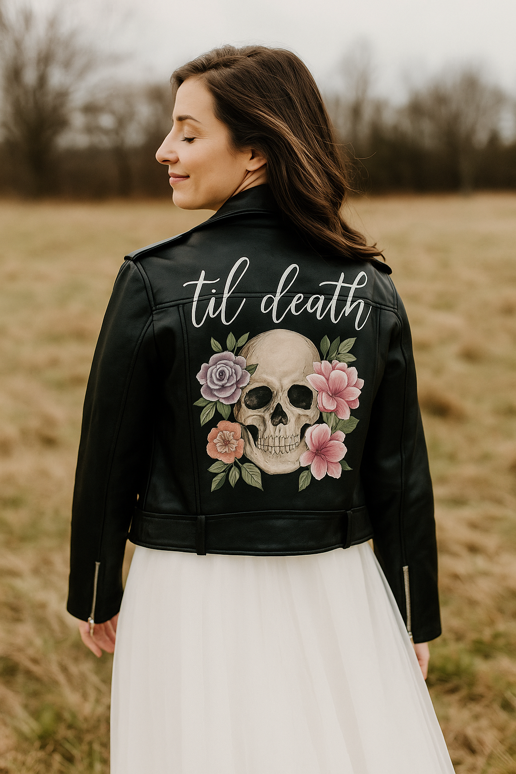 Custom Painted Faux Leather Bridal Jacket