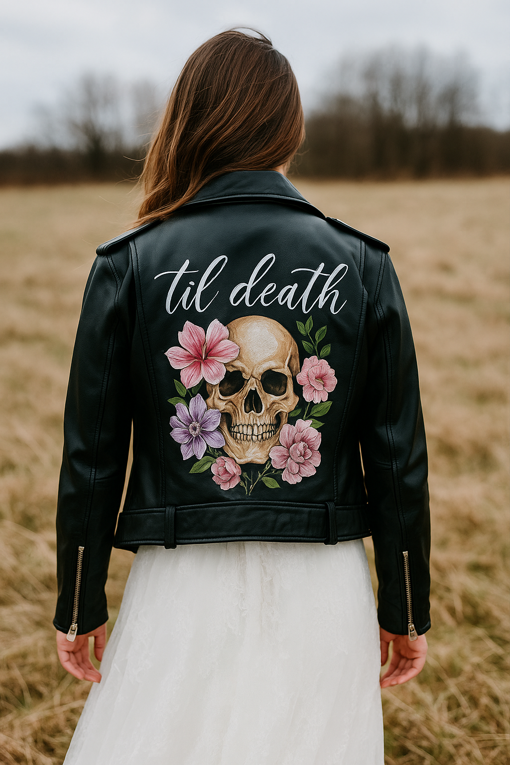 Custom Painted Faux Leather Bridal Jacket