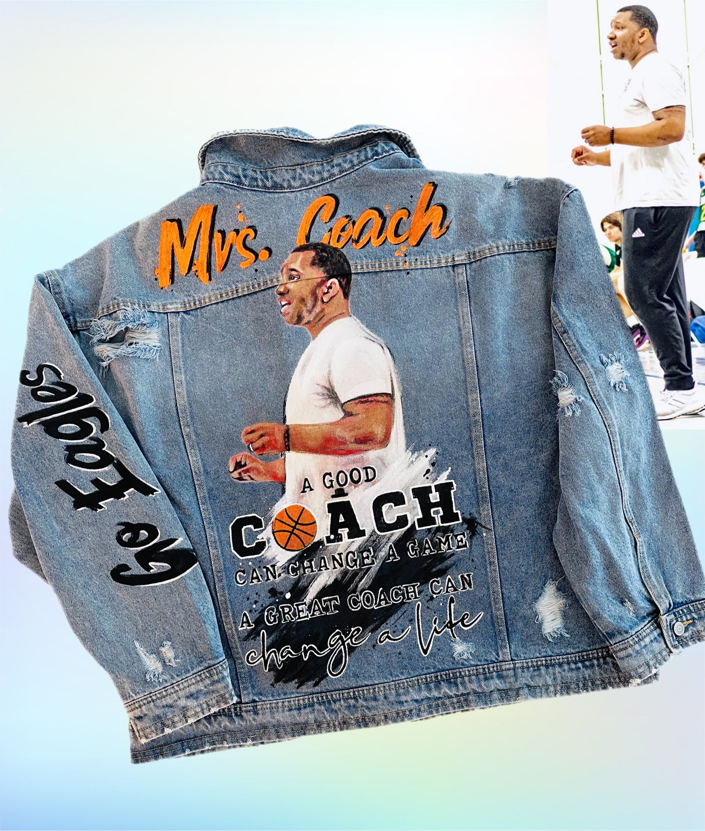 Custom Portrait Painted on Denim Jacket