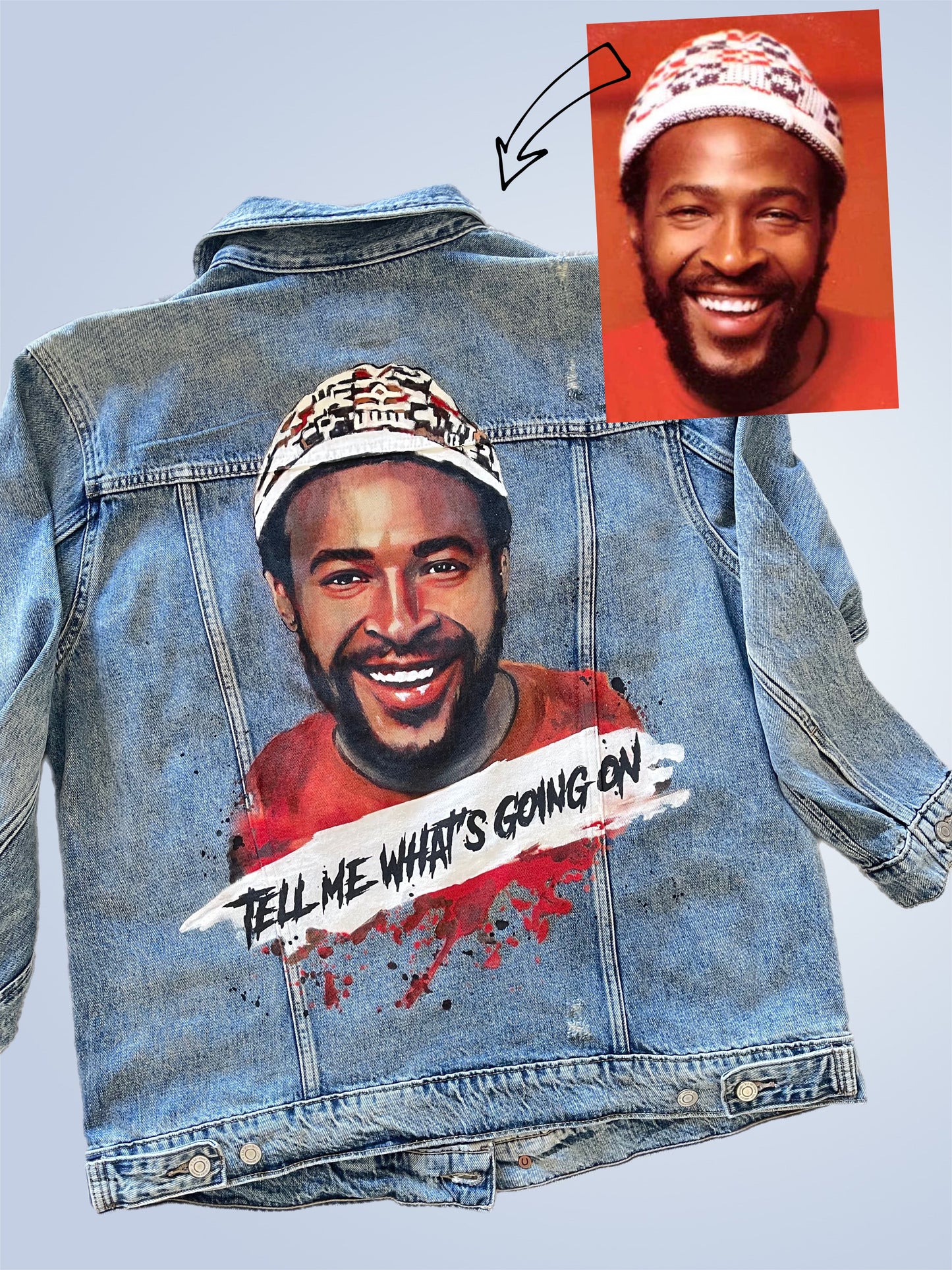 Custom Portrait Painted on Denim Jacket