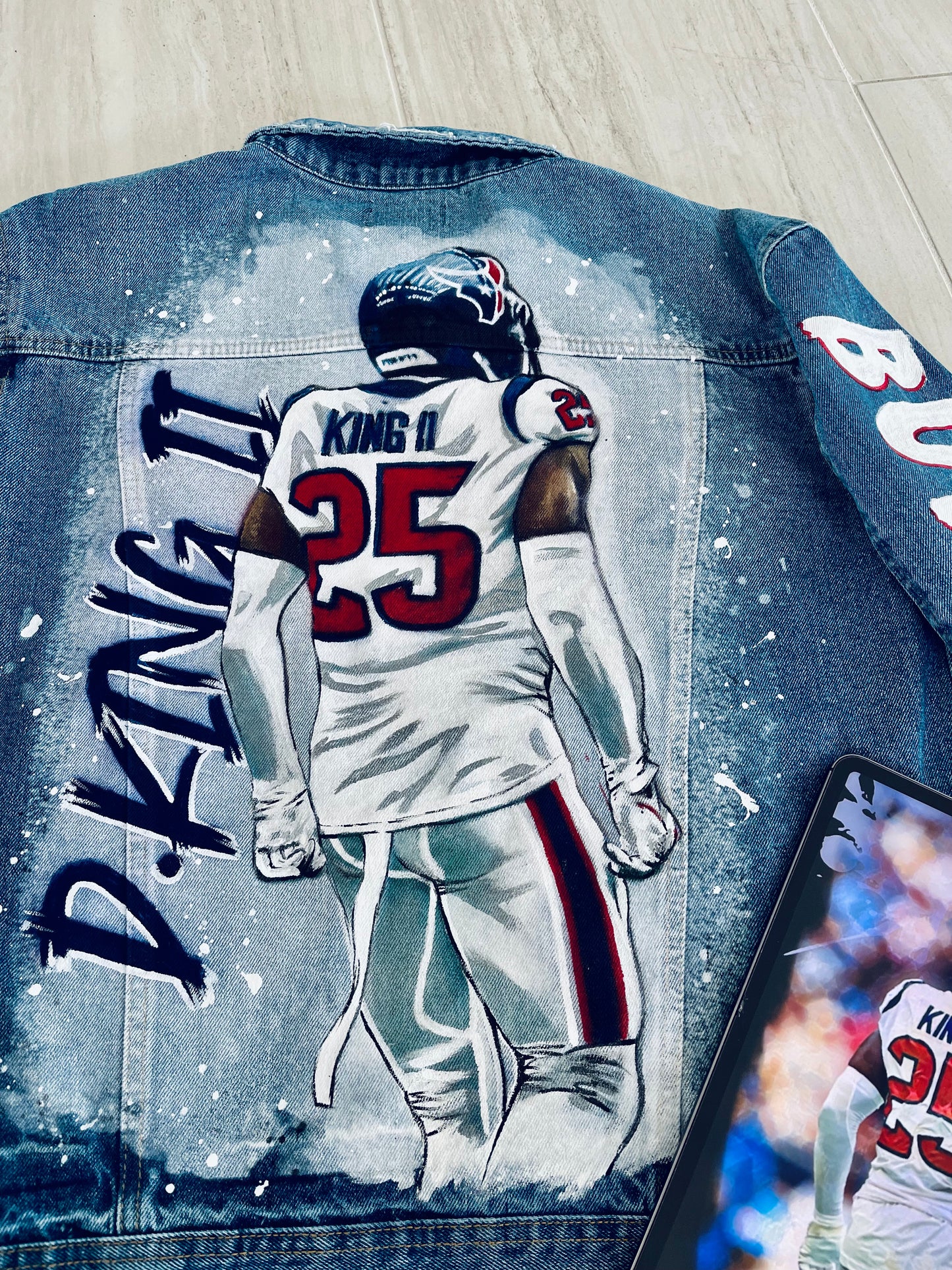 Custom Portrait Painted on Denim Jacket