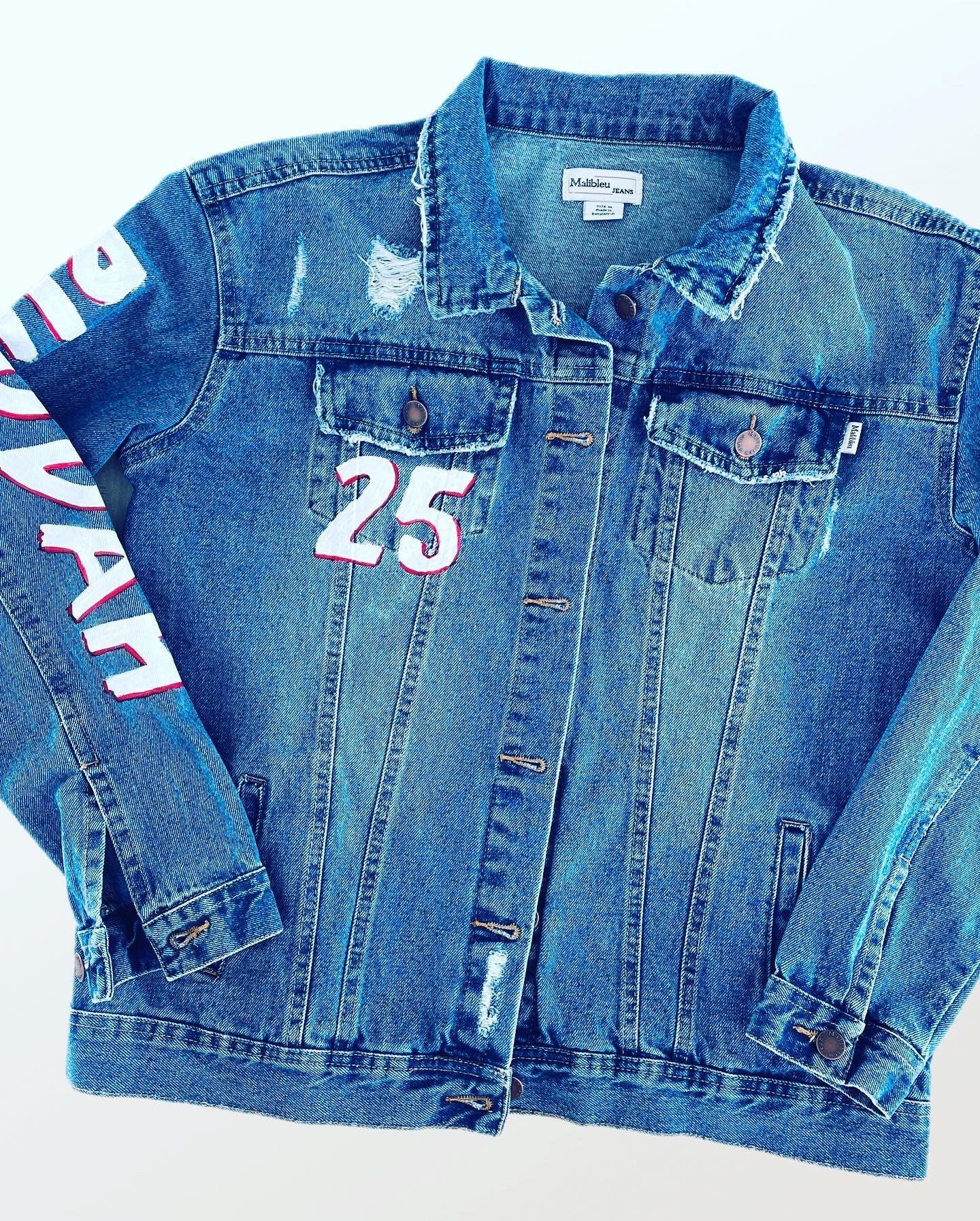 Custom Portrait Painted on Denim Jacket