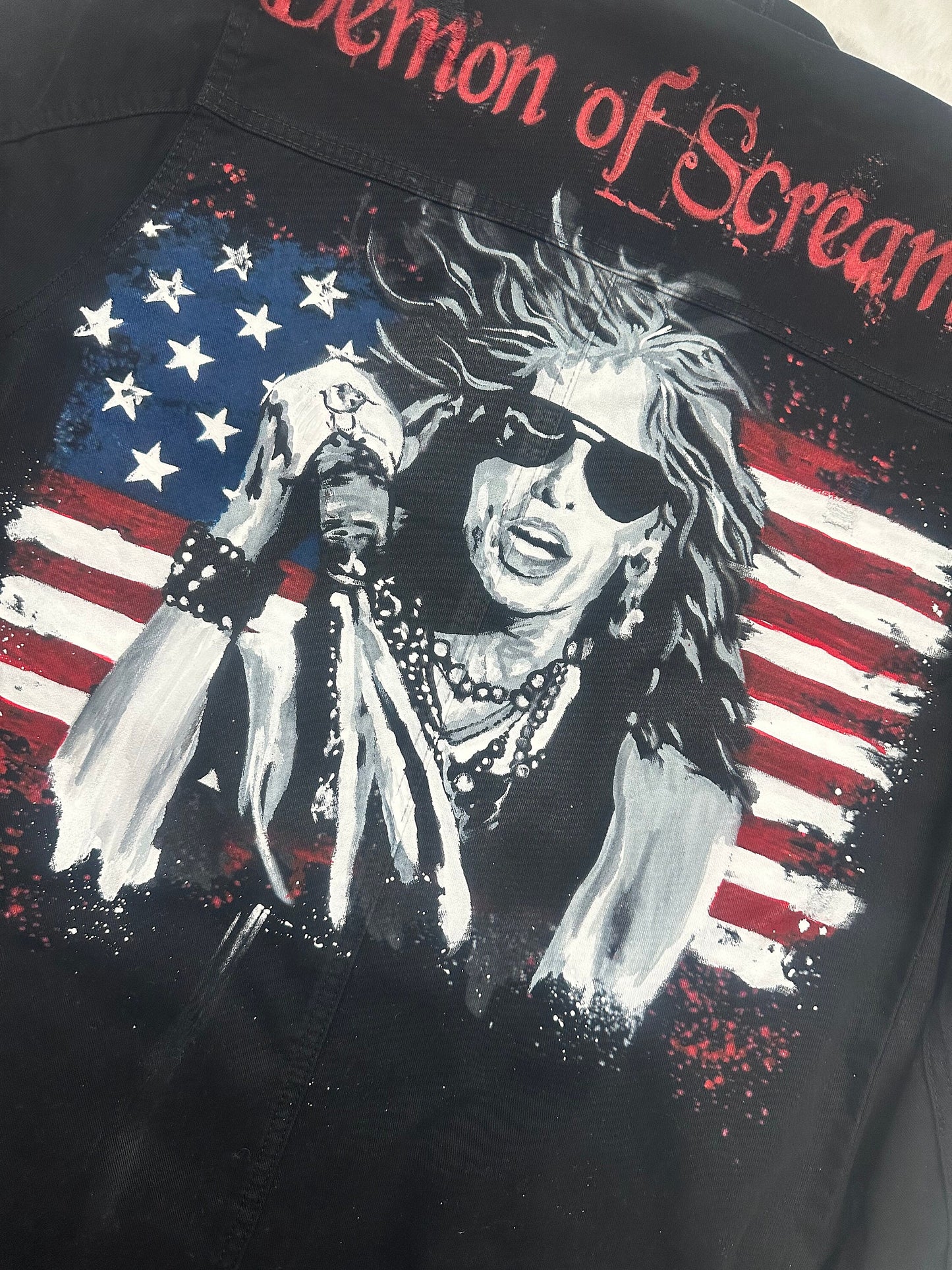 Custom Portrait Painted on Denim Jacket