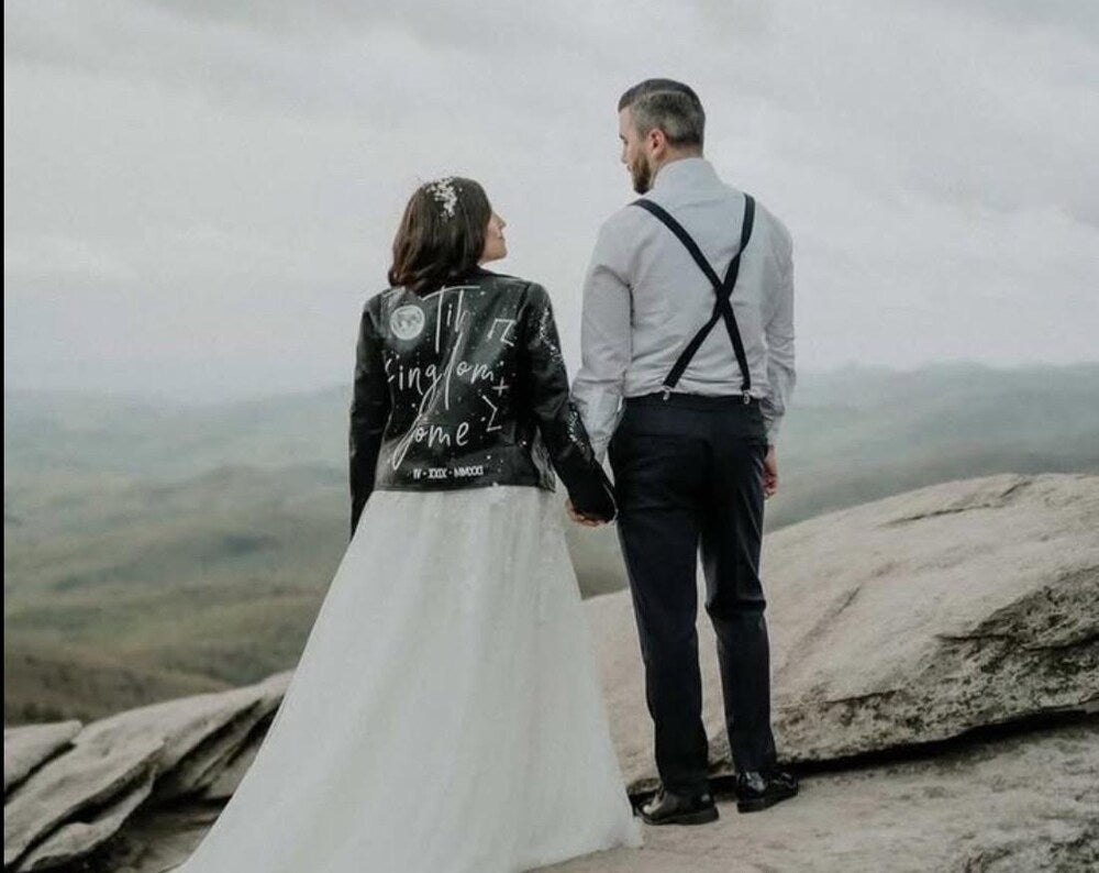 Custom Painted Faux Leather Bridal Jacket