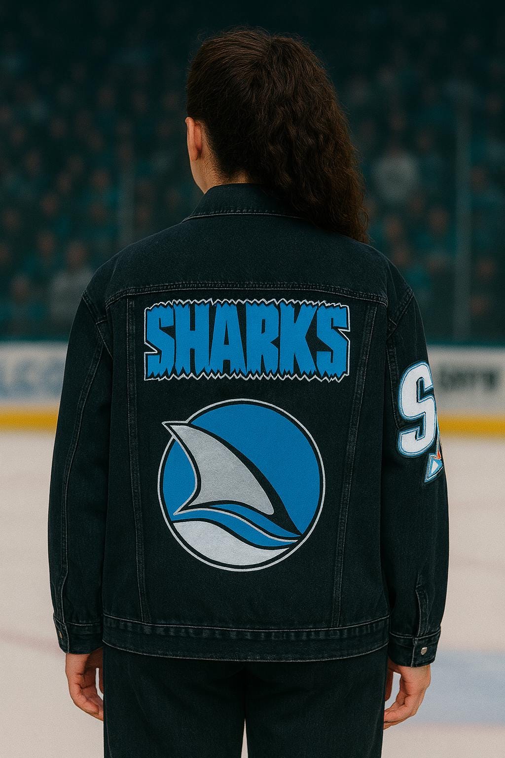Game Day Outfit – San Jose Sharks Fan Denim Jacket | Sport Birthday Gift, Oversized Hand-Painted Jacket for Hockey Fans