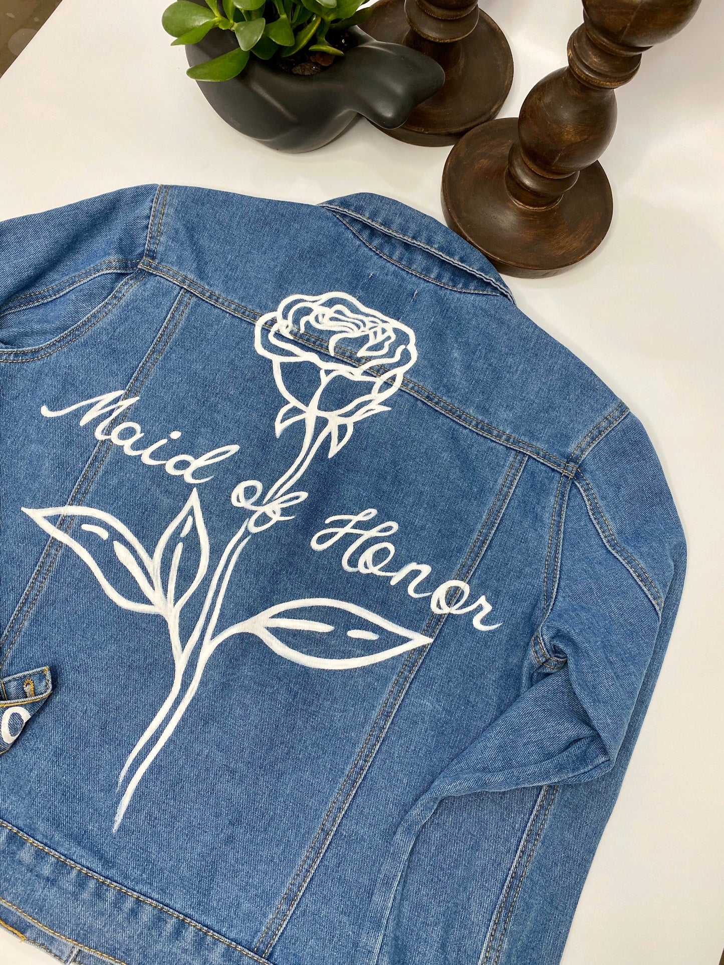 Maid of honor denim jacket Personalized Custom wedding jacket Bride Jean Jacket Bride to be Gift Bridal Shower