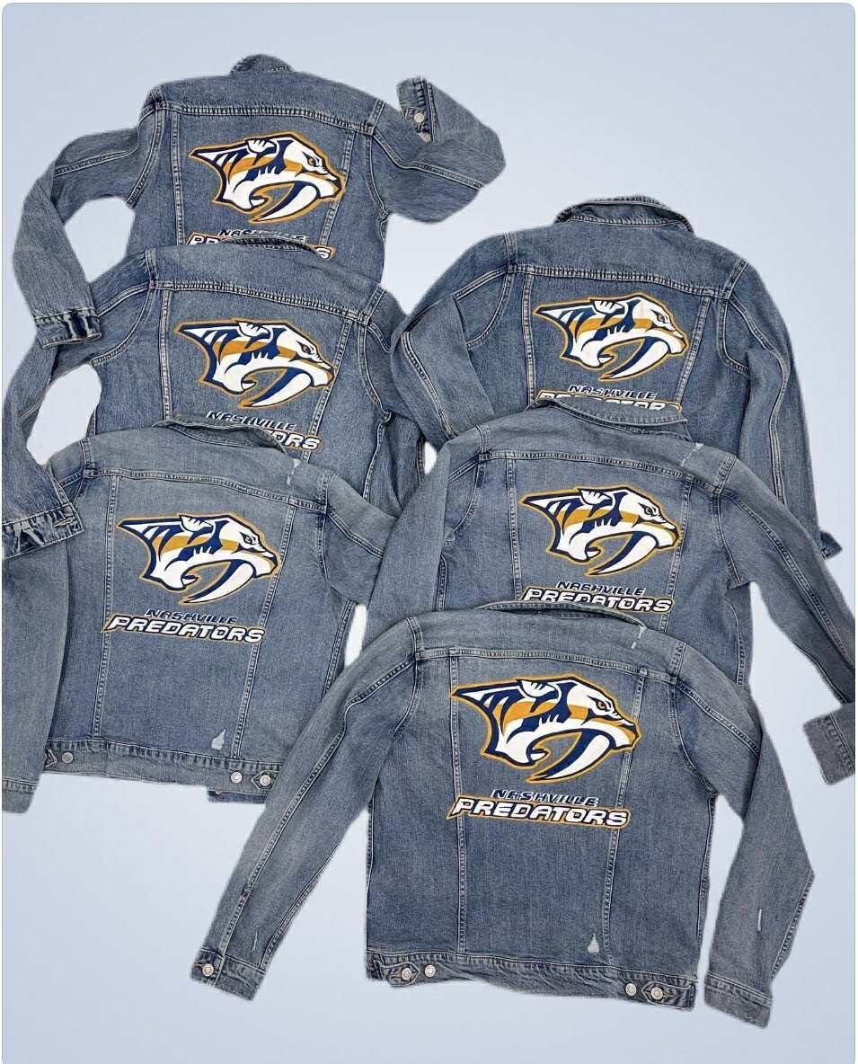 Birthday Gift for Sports Fans – Nashville Predators Denim Jacket | Custom Hand-Painted NHL Clothing, Oversized Hockey Fan Art