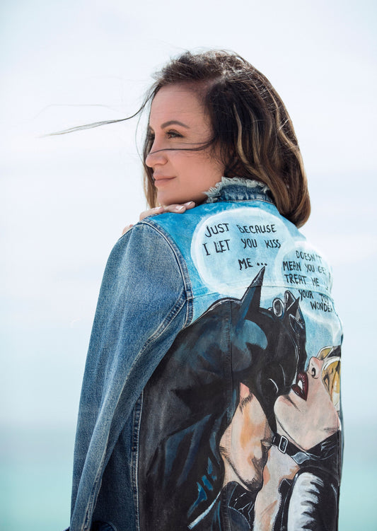 Hand Painted Denim Jacket Pop Art Jacket Custom Jacket with Art Christmas Gift Painted Clothes Painted Jean Jacket Best Custom Gift