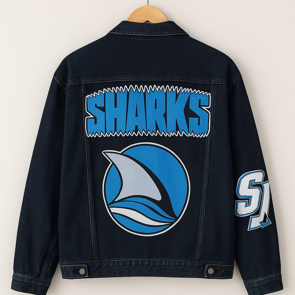 Game Day Outfit – San Jose Sharks Fan Denim Jacket | Sport Birthday Gift, Oversized Hand-Painted Jacket for Hockey Fans
