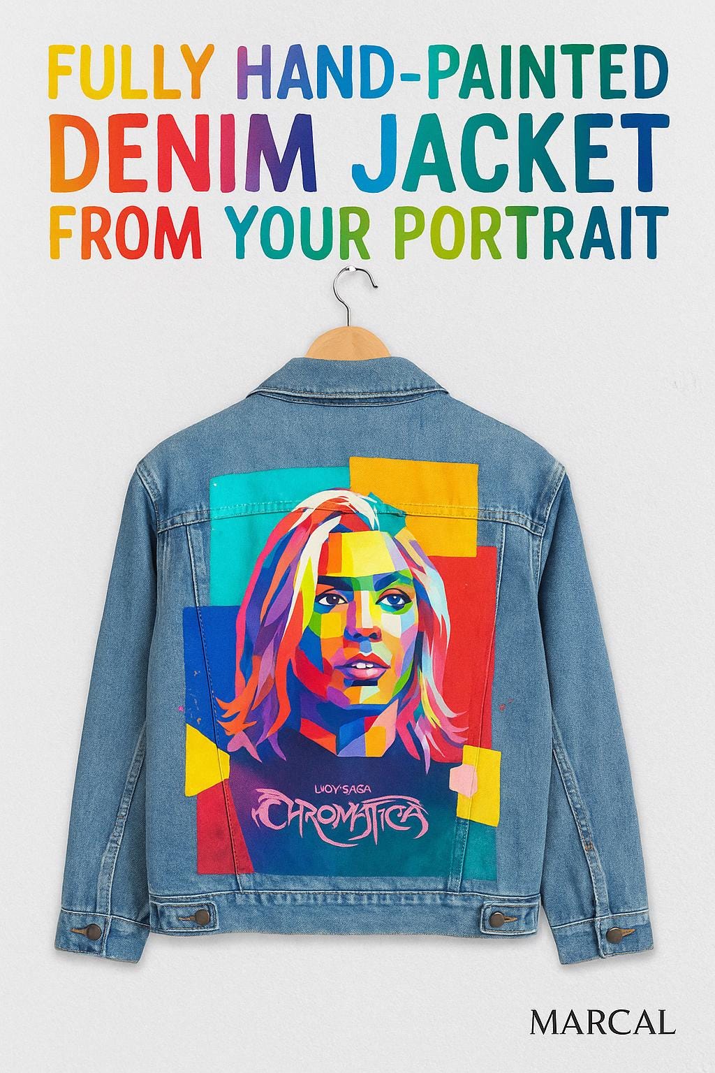 Unique Birthday, Festival, Concert Gift | Custom Hand-Painted Portrait Denim Jacket | Personalized Pop Art Jacket
