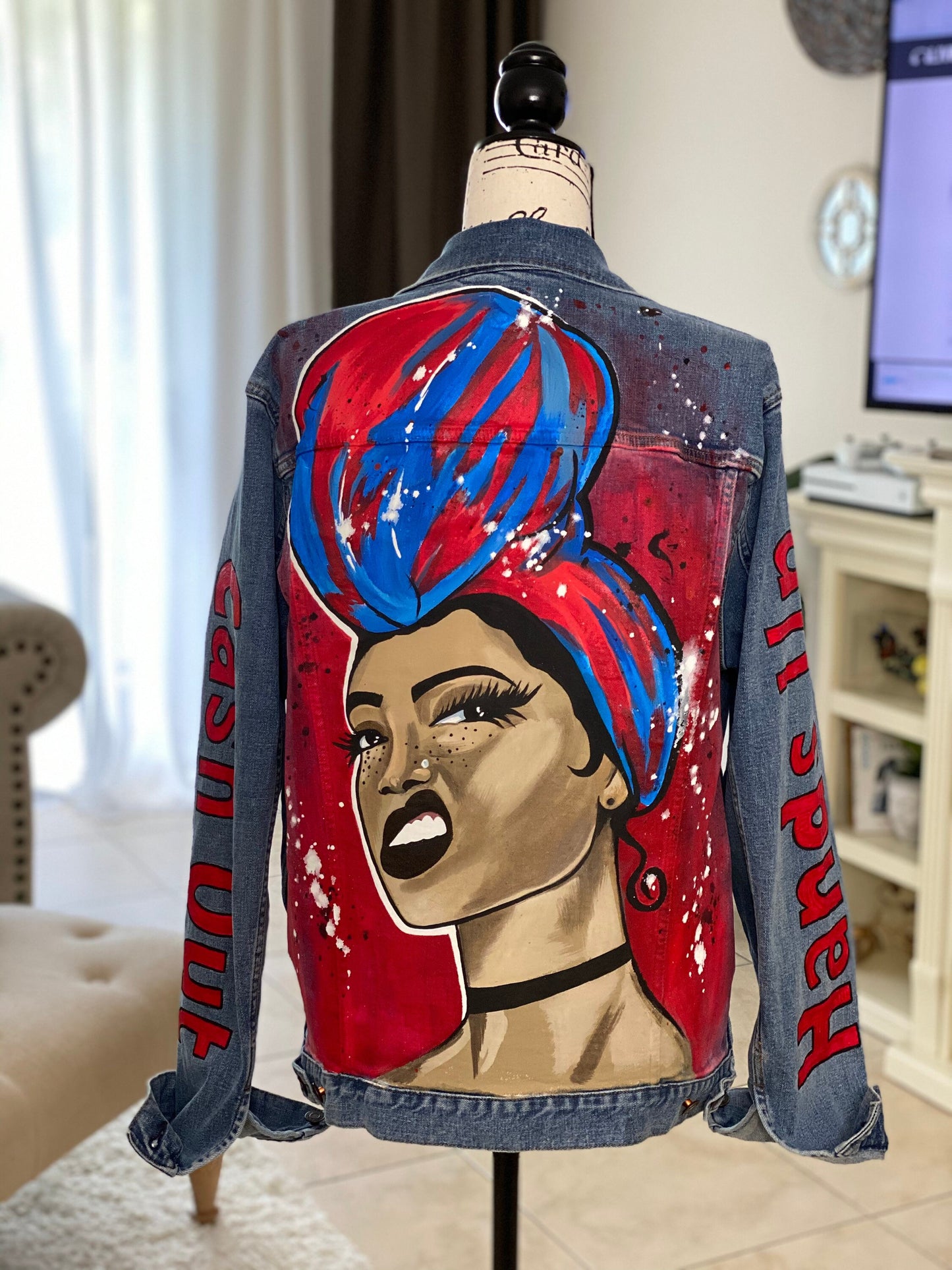 Hand Painted Denim Jackets Custom Designed Denim Jacket Handmade Denim Jacket with pop-art