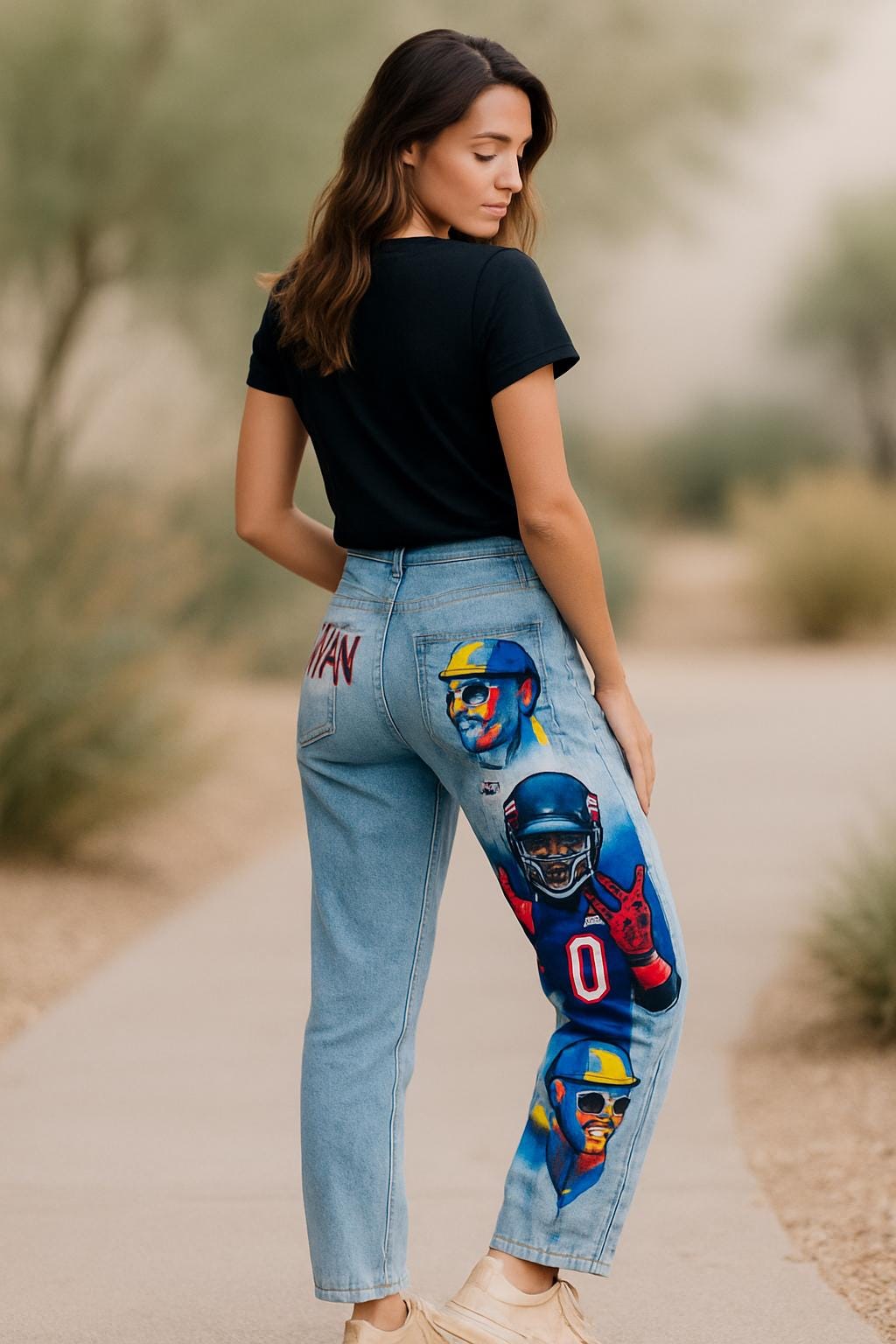 Custom Painted Jeans – Hand-Painted From Your Photo or Idea – Personalized Fashion – Wearable Art Pants – One of a Kind Gift