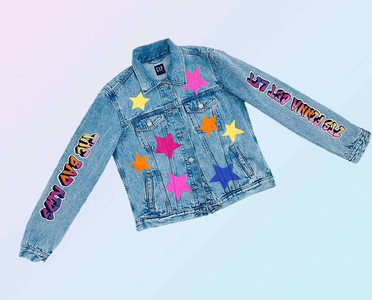 Logo or Graffiti Hand Painted on Denim Jackets Custom Designed Denim Jacket Handmade Denim Jacket with art Best Gift