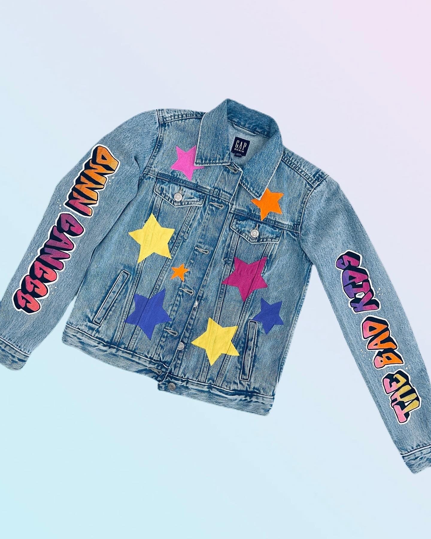 Logo or Graffiti Hand Painted on Denim Jackets Custom Designed Denim Jacket Handmade Denim Jacket with art Best Gift