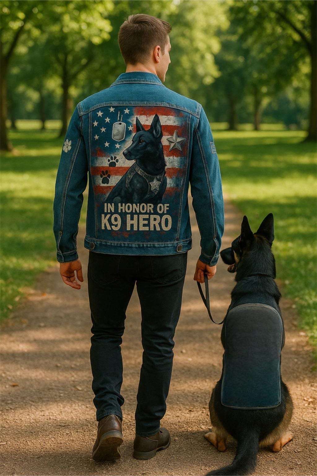 Custom Dog Portrait Jacket – Unique Pet Memorial Gift, K9 Tribute Hand-Painted Denim Jacket, Personalized Pet Lover Gift for Men & Women