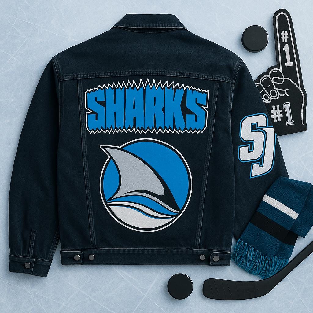 Game Day Outfit – San Jose Sharks Fan Denim Jacket | Sport Birthday Gift, Oversized Hand-Painted Jacket for Hockey Fans