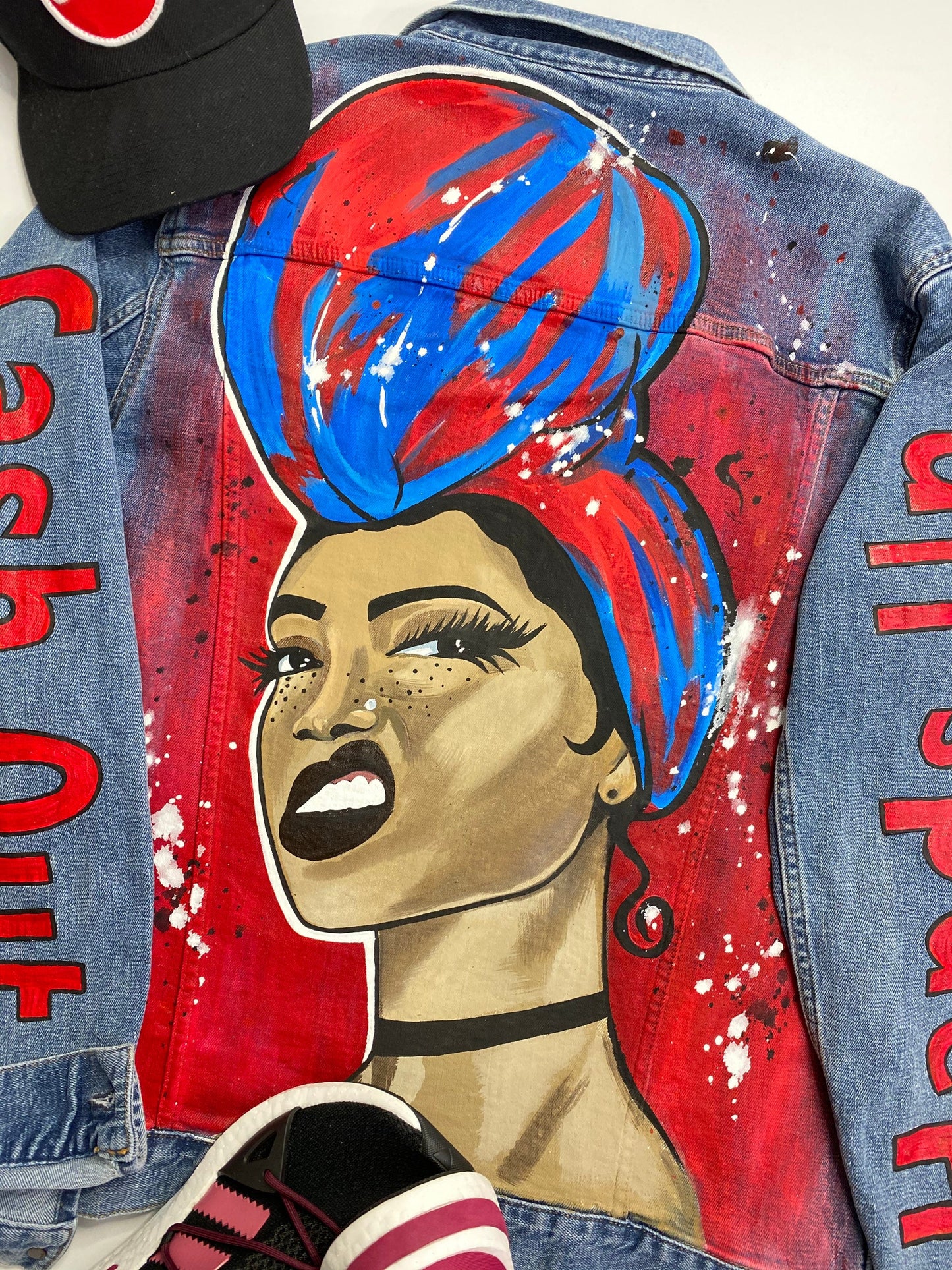 Hand Painted Denim Jackets Custom Designed Denim Jacket Handmade Denim Jacket with pop-art