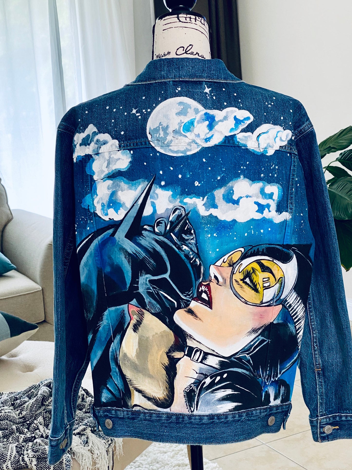 Hand Painted Denim Jacket Pop Art Jacket Custom Jacket with Art Christmas Gift Painted Clothes Painted Jean Jacket Best Custom Gift
