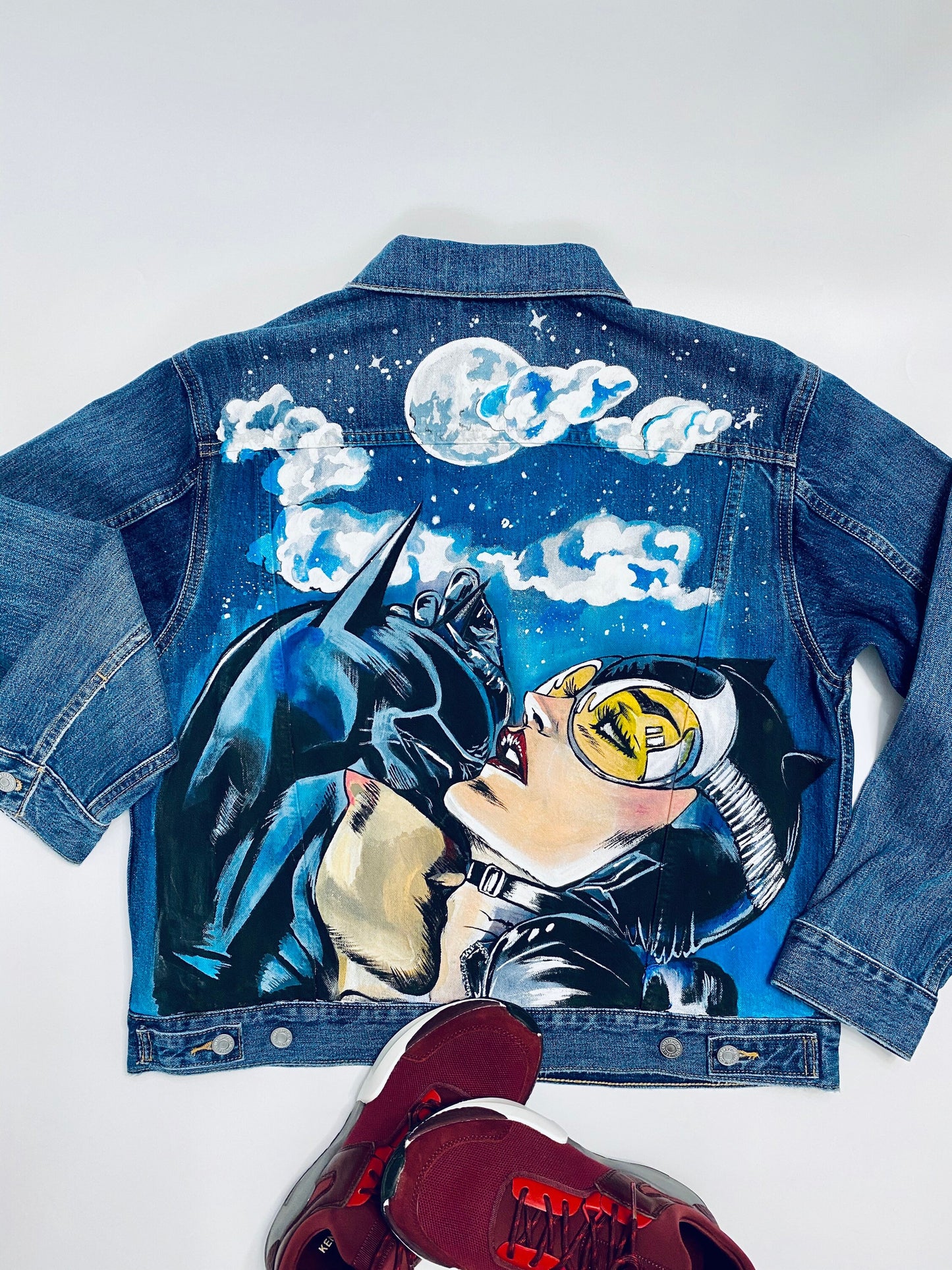 Hand Painted Denim Jacket Pop Art Jacket Custom Jacket with Art Christmas Gift Painted Clothes Painted Jean Jacket Best Custom Gift