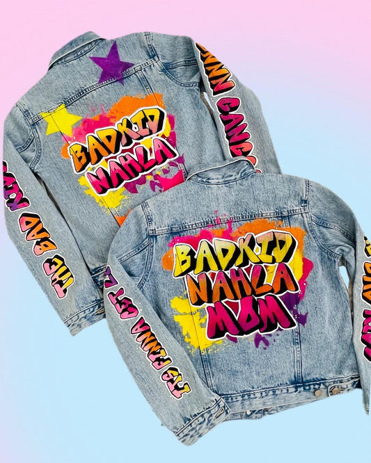 Logo or Graffiti Hand Painted on Denim Jackets Custom Designed Denim Jacket Handmade Denim Jacket with art Best Gift