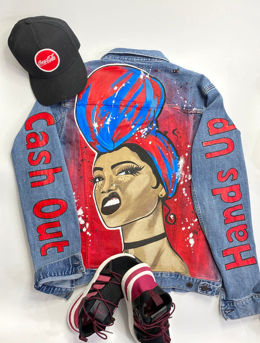 Hand Painted Denim Jackets Custom Designed Denim Jacket Handmade Denim Jacket with pop-art