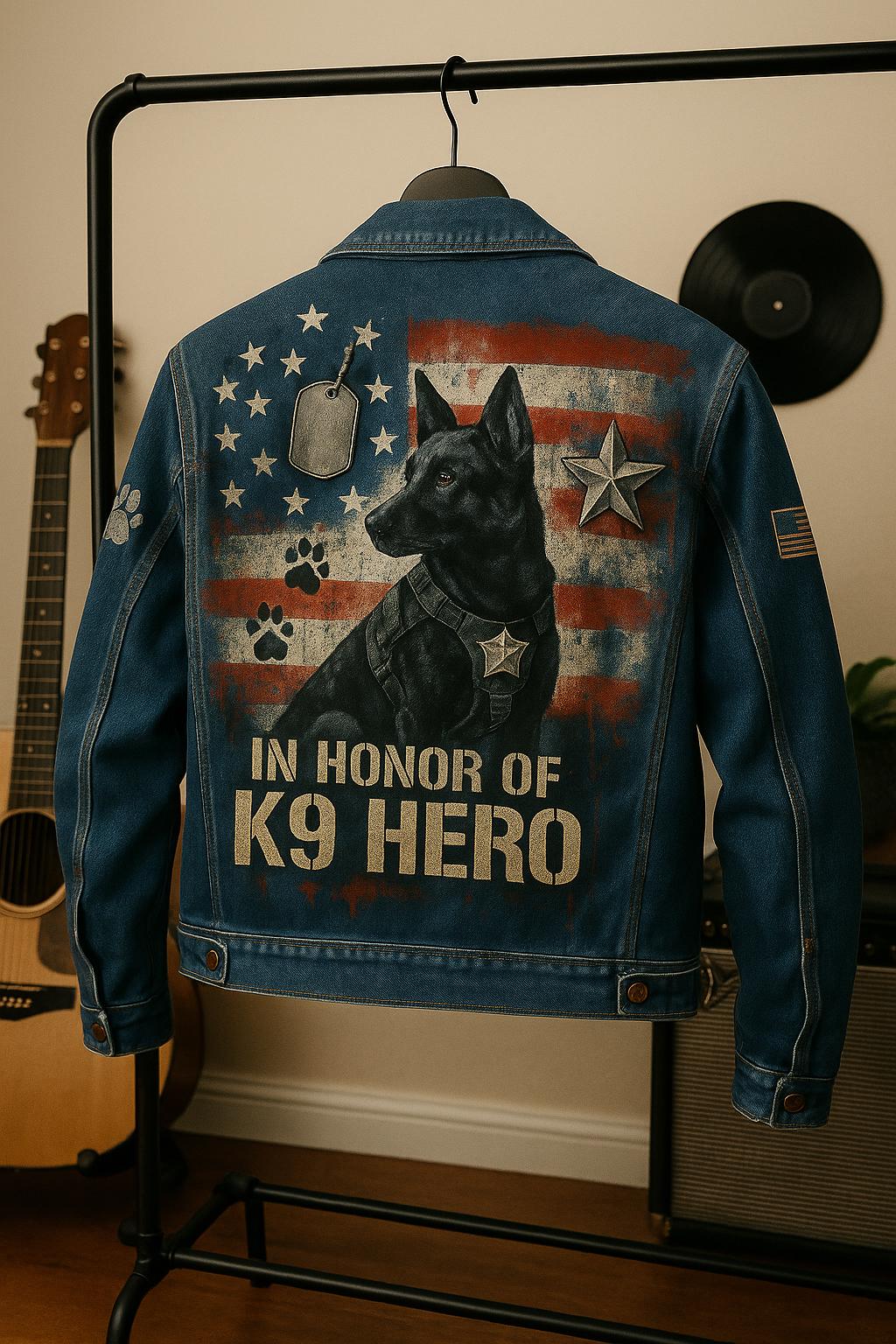 Custom Dog Portrait Jacket – Unique Pet Memorial Gift, K9 Tribute Hand-Painted Denim Jacket, Personalized Pet Lover Gift for Men & Women