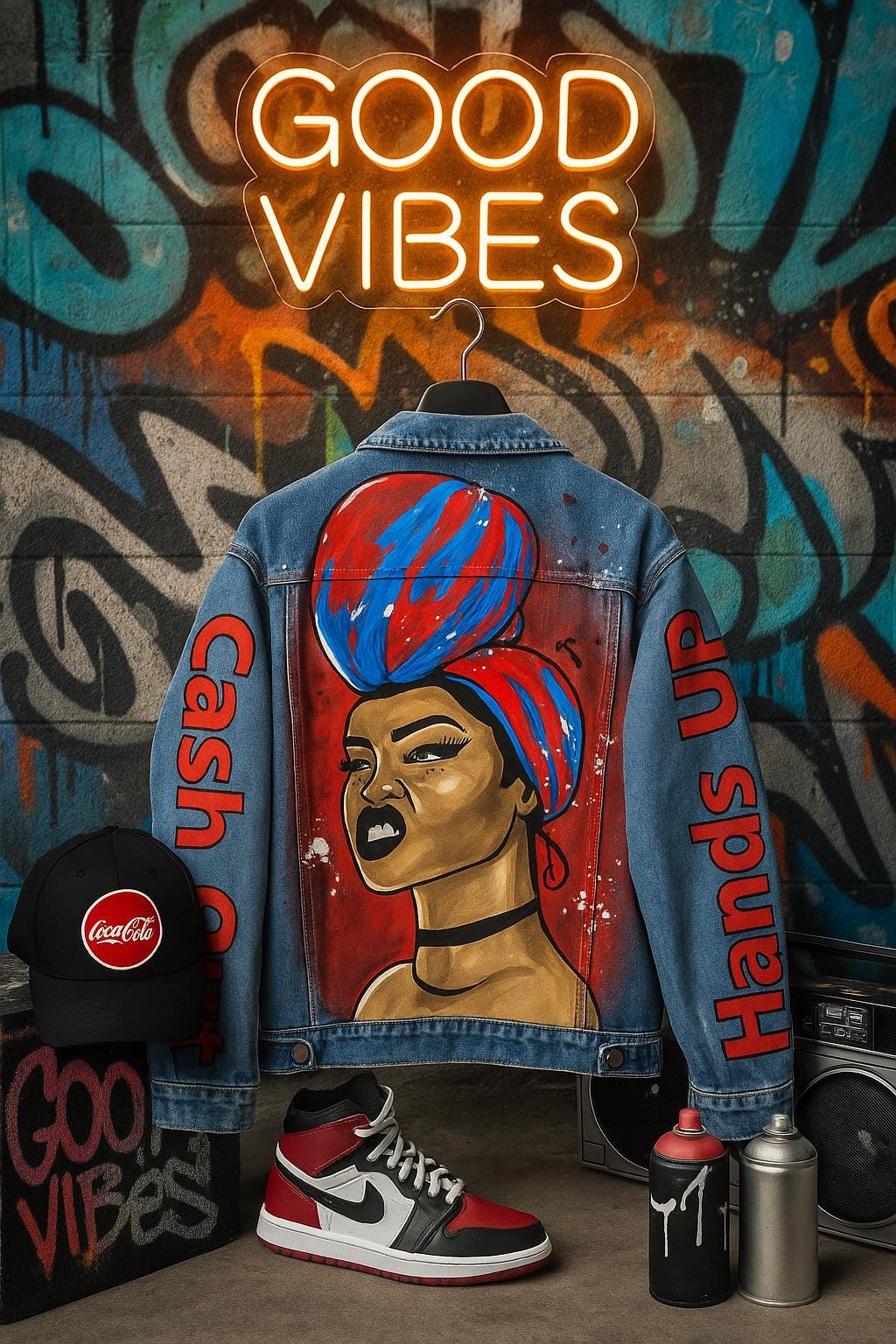 Birthday Gift for Him | Hand-Painted Hip Hop Denim Jacket – Custom Streetwear Graffiti Art | Unique Urban Fashion Gift