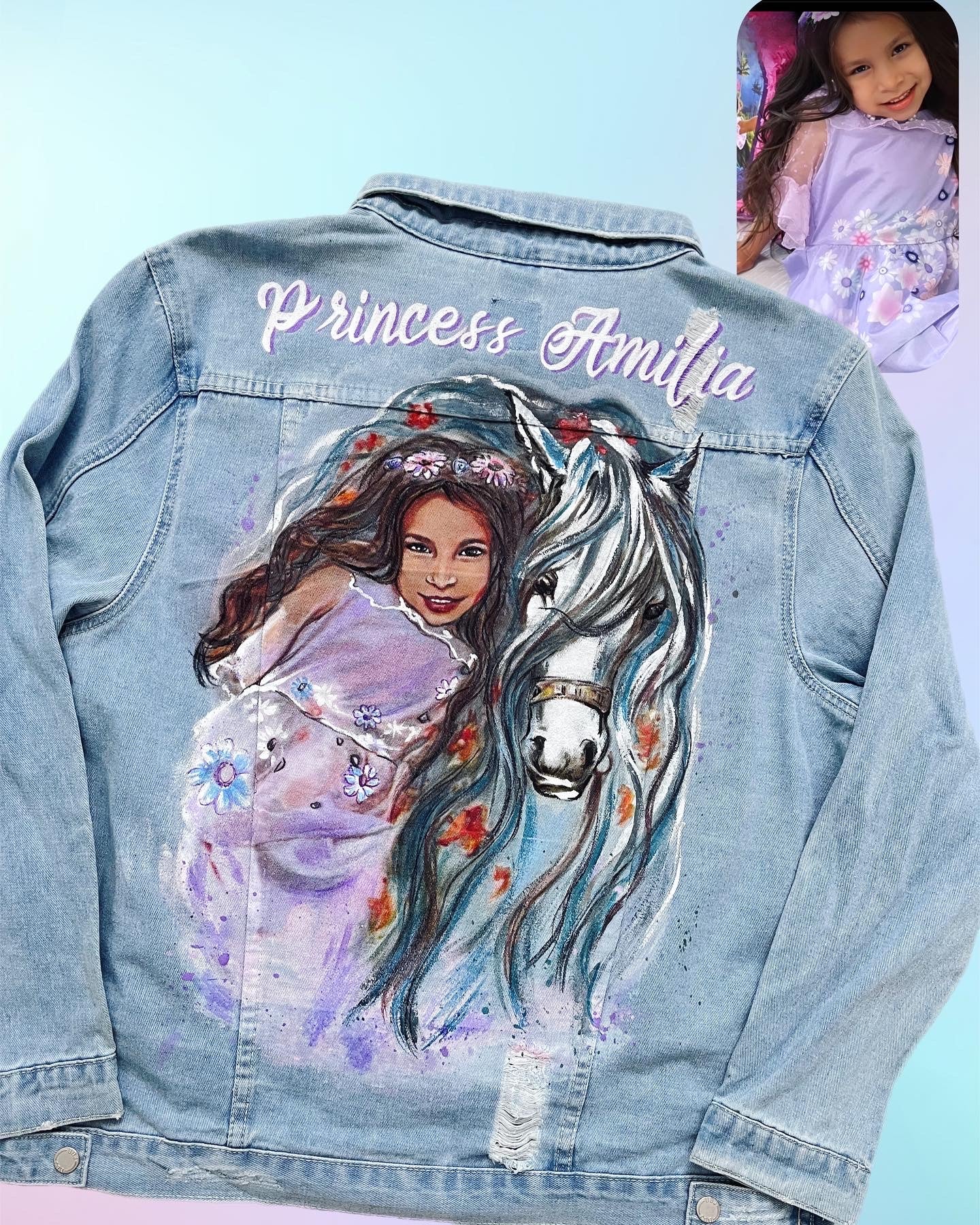 Custom Portrait Painted on Denim Jacket