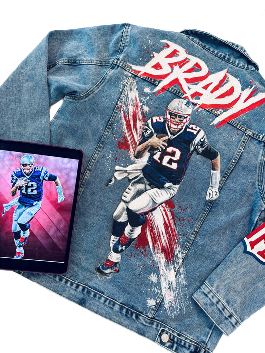 Custom Portrait Painted on Denim Jacket