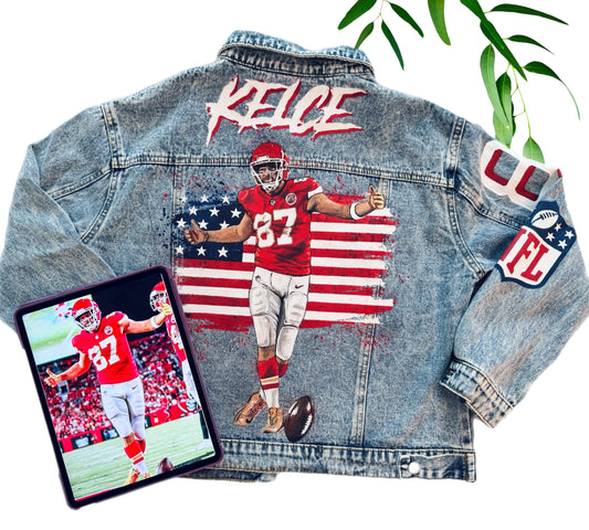 Custom Portrait Painted on Denim Jacket
