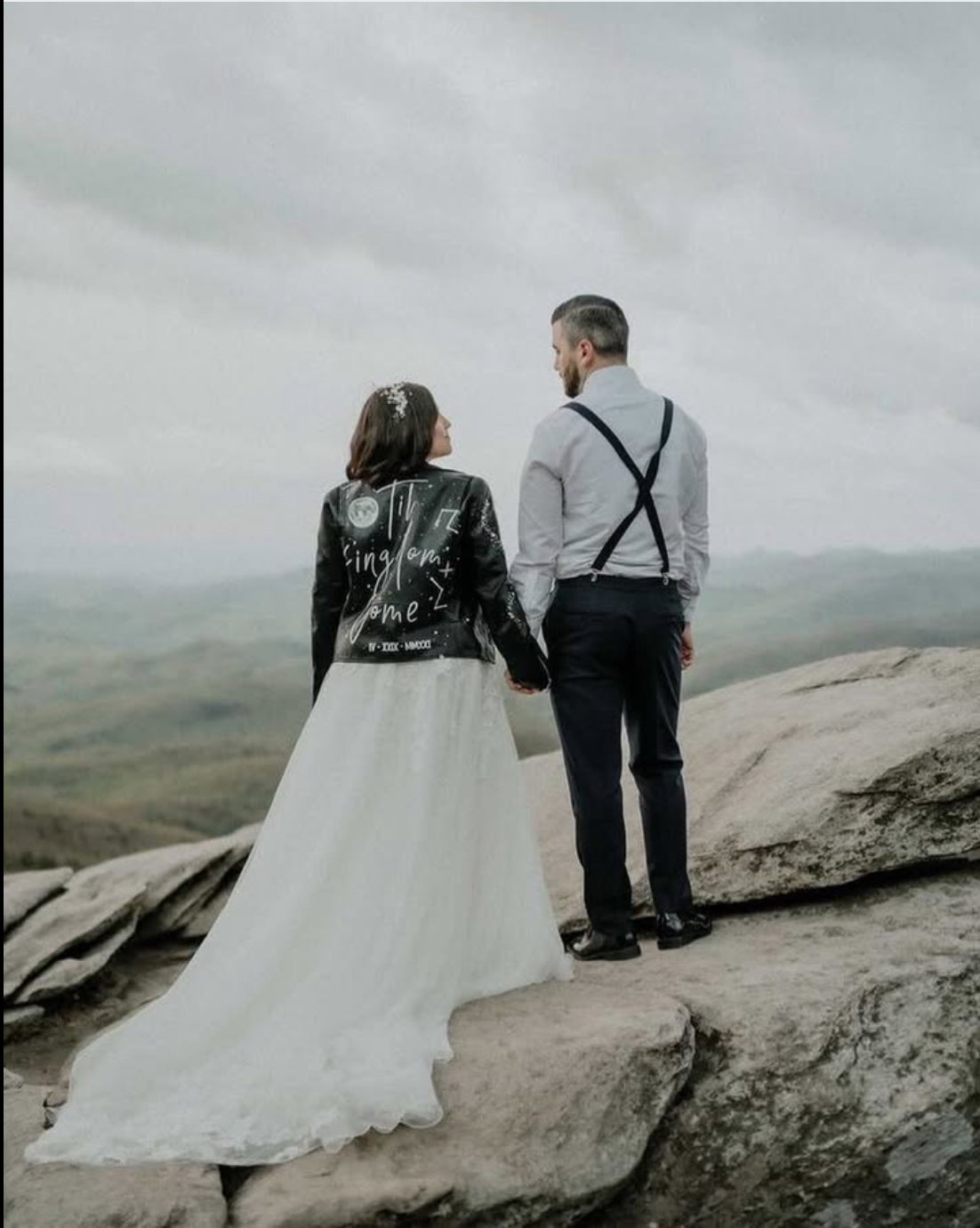 Custom Painted Faux Leather Bridal Jacket