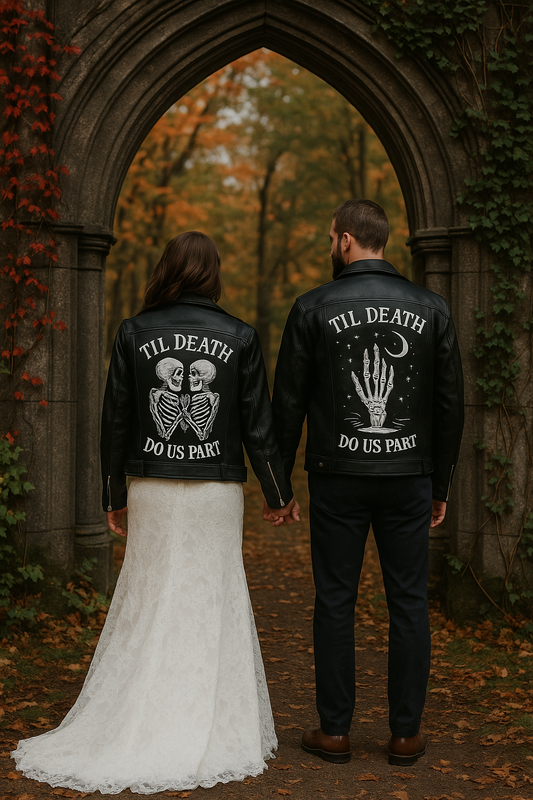 Custom Painted Faux Leather Bridal Jacket