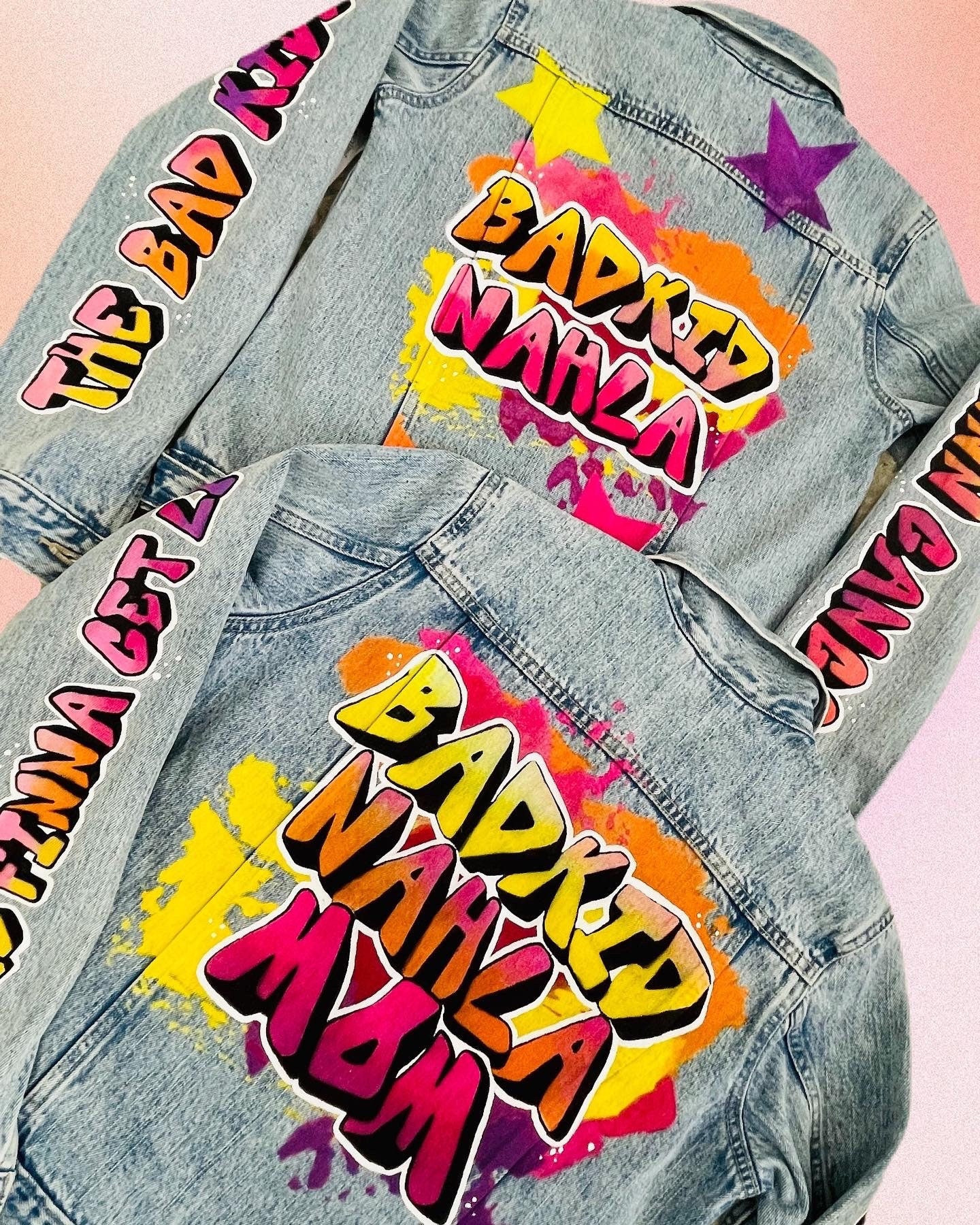 Logo or Graffiti Hand Painted on Denim Jackets Custom Designed Denim Jacket Handmade Denim Jacket with art Best Gift
